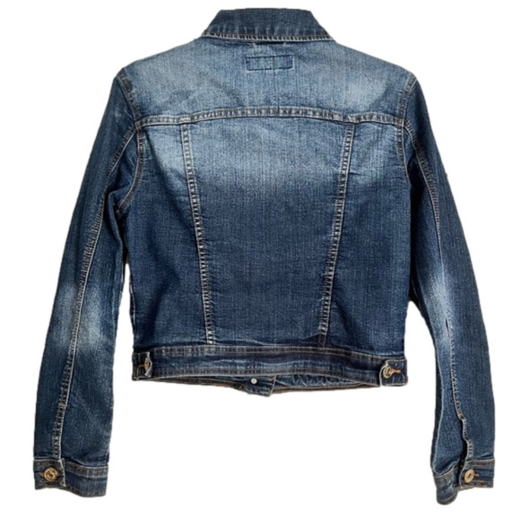 Seductions DENIM cropped Jean Jacket. Streetwear Gold decorative studs. Medium - Picture 10 of 14